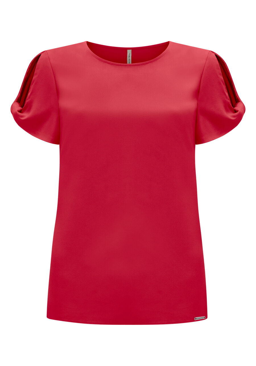 Blusa Em Viscose Com Decote Redondo E Aberturas Nas Mangas, VERMELHO NATTY. Blusa Em Viscose Com Decote Redondo E Aberturas Nas Mangas, VERMELHO NATTY, large.