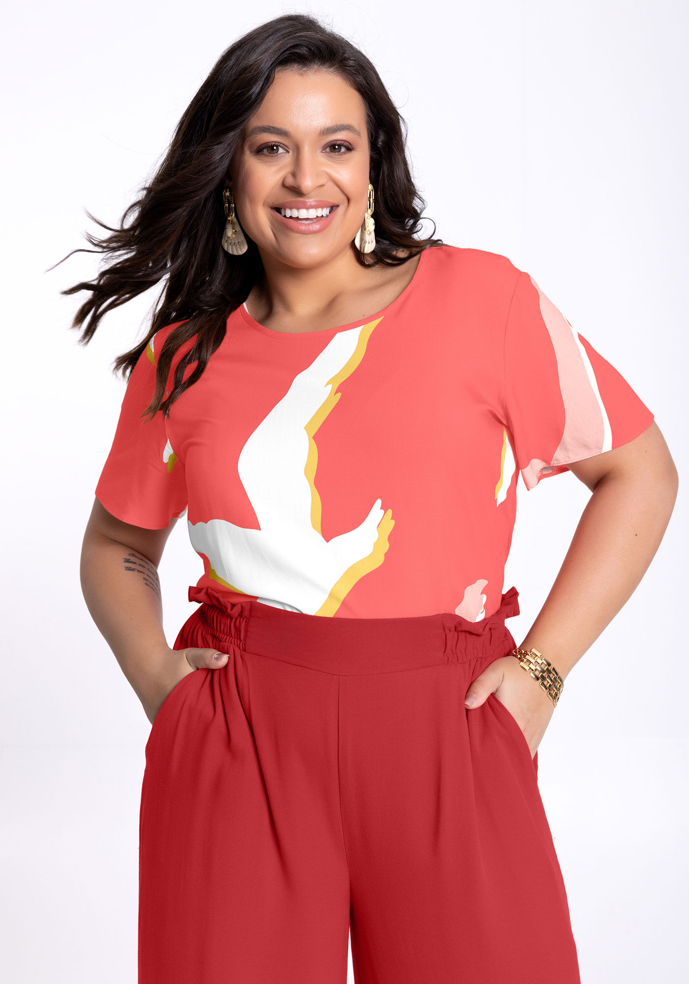 Blusas de viscose top estampada plus size