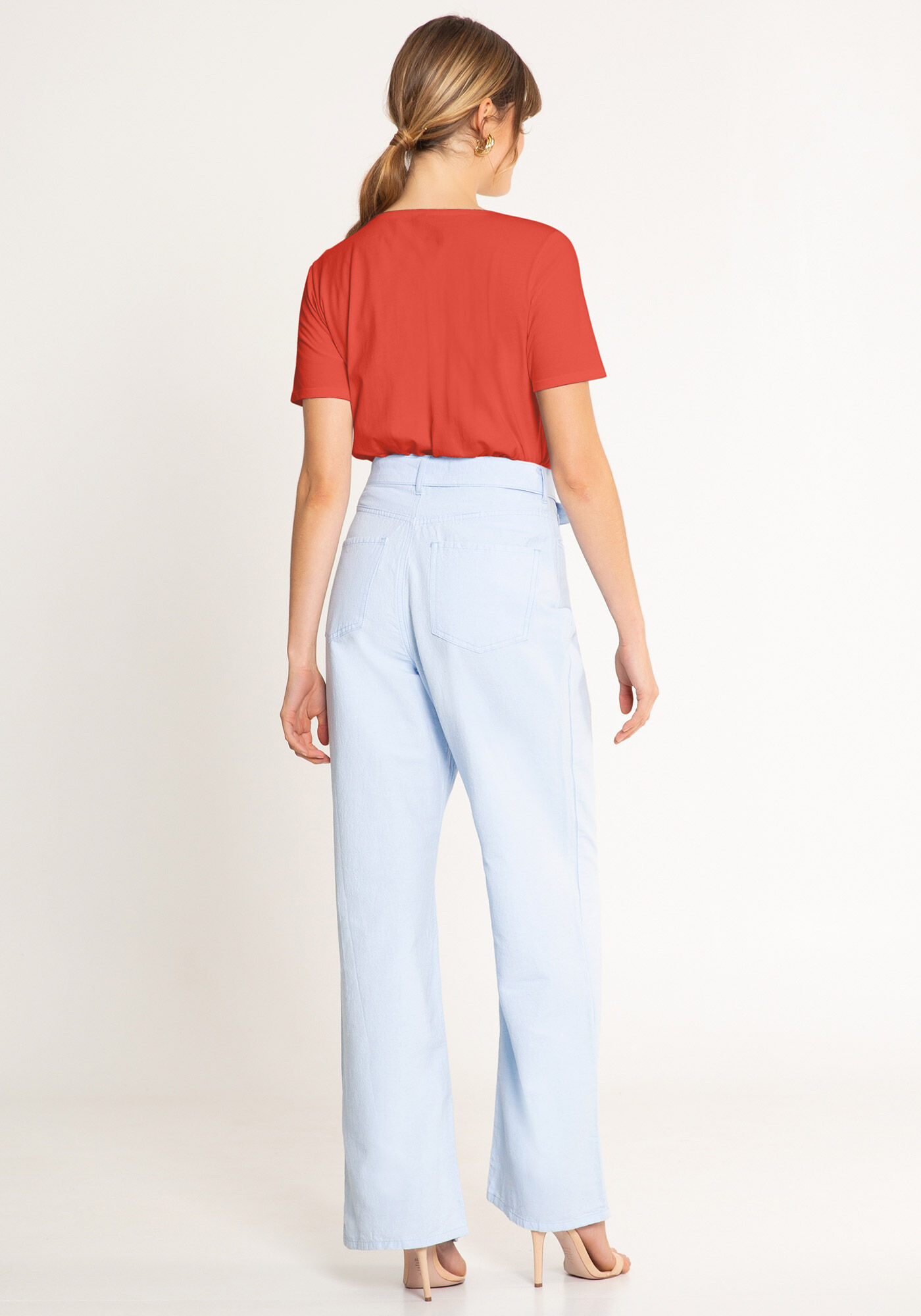 Blusa B&aacute;sica Lisa De Mangas Curtas Em Malha De Viscose, , large.