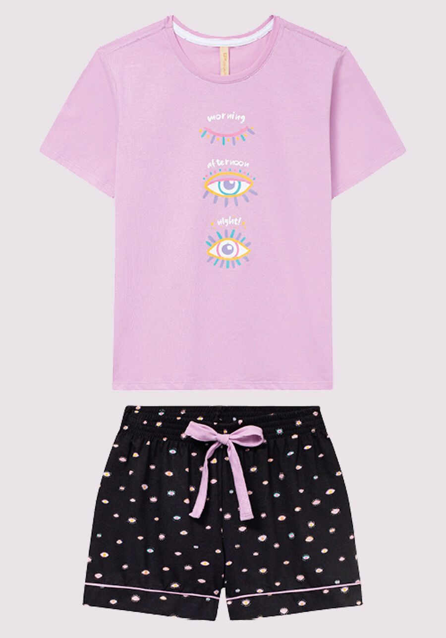 Pijama Curto Juvenil em Malha Estampado, . Pijama Curto Juvenil em Malha Estampado, , large.
