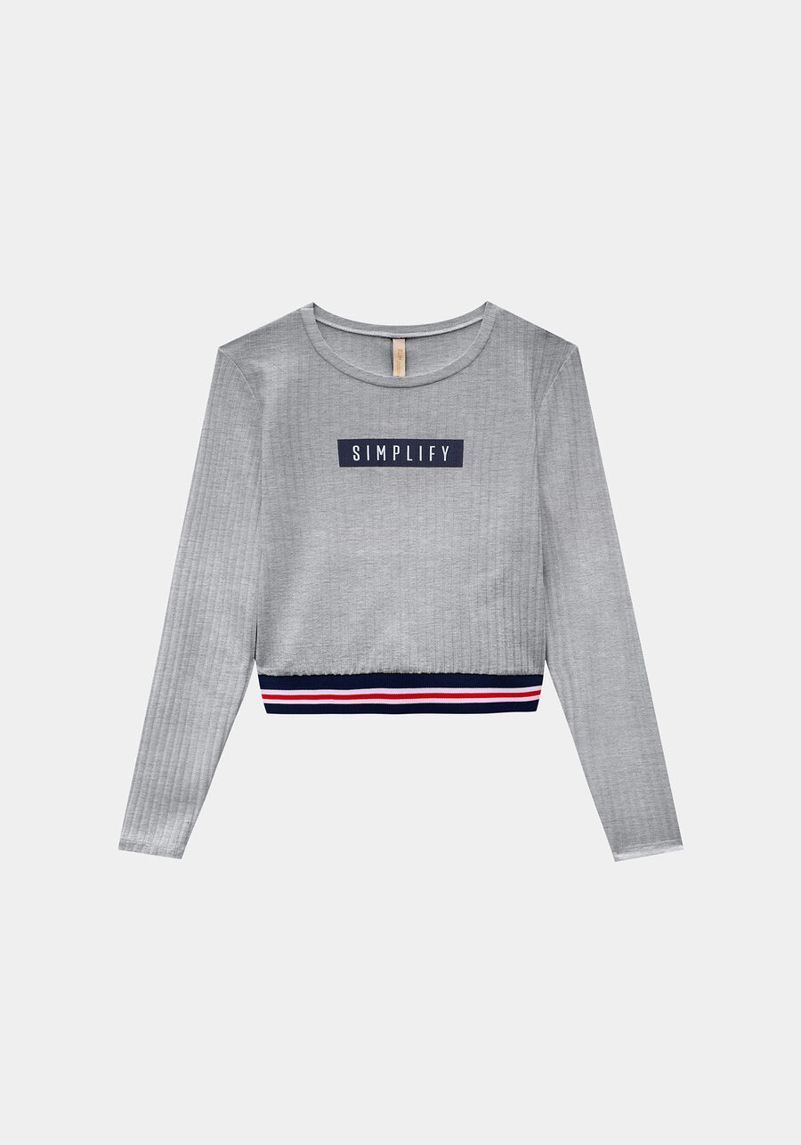 Blusa Cropped Retilínea Barra, MESCLA MEDIO. Blusa Cropped Retilínea Barra, MESCLA MEDIO, large.