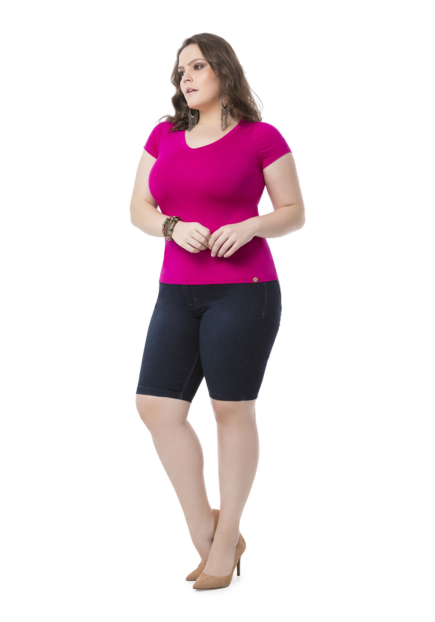 Blusa Plus Size Malha B&aacute;sica, , large.