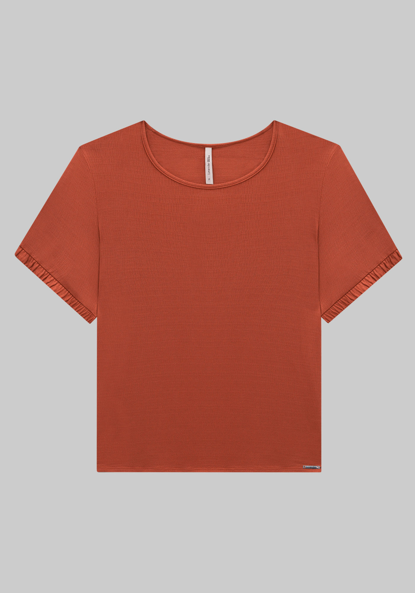 Blusa Plus Size em Malha com Detalhe Manga, LARANJA BRICK, large.