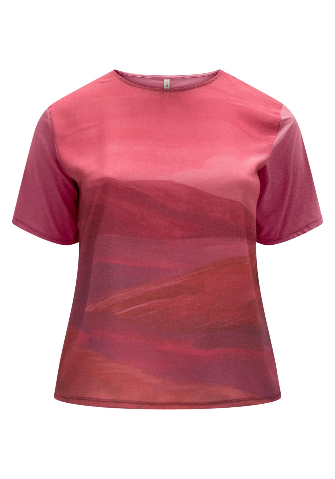 Blusa Plus Size Estampada De Mangas Curtas Com Gola Redonda, VERMELHO AMOR, large.