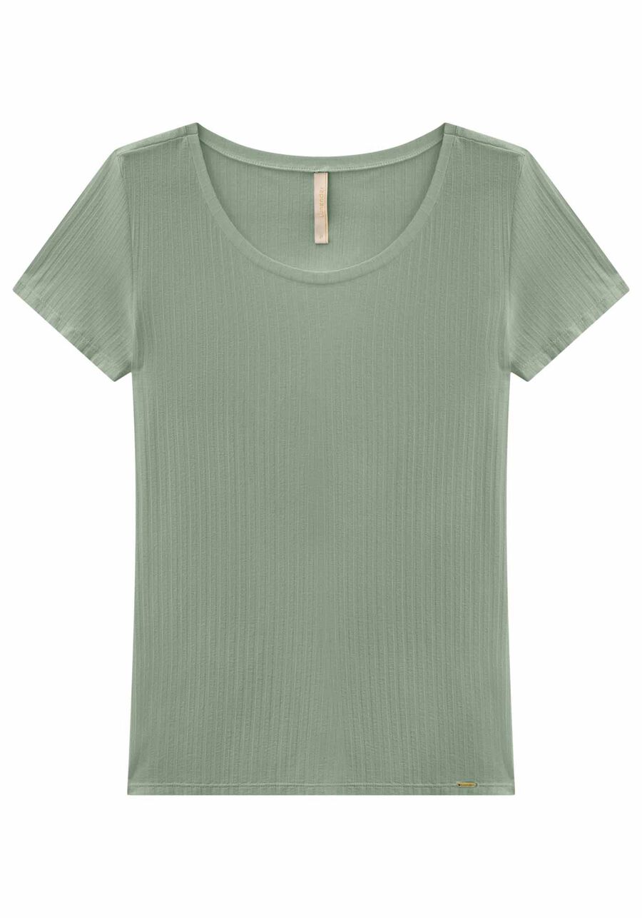 Blusa Em Malha Canelada Com Mangas Curtas E Decote Redondo, . Blusa Em Malha Canelada Com Mangas Curtas E Decote Redondo, , large.