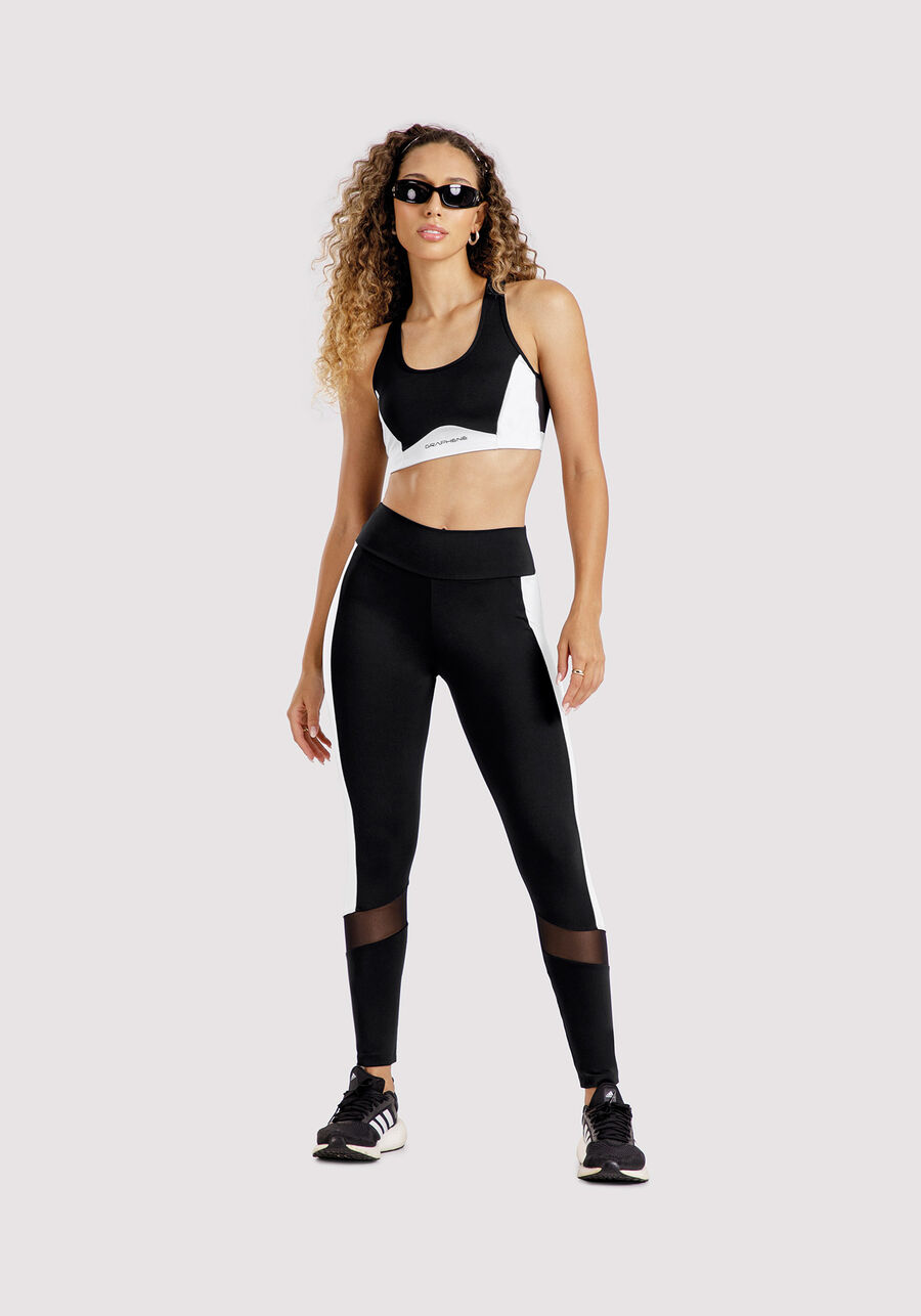 Calça Legging com Recorte Tule, . Calça Legging com Recorte Tule, , large.