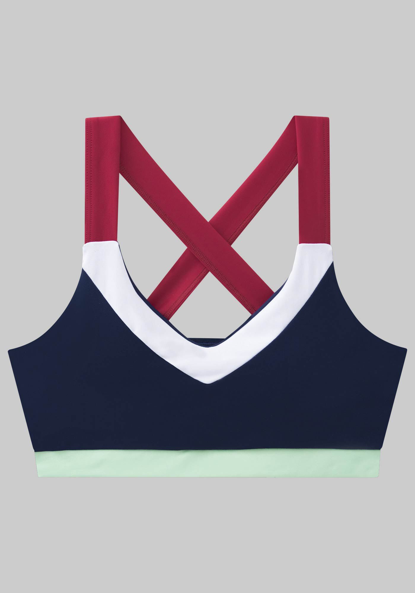 Top Cross com Decote V e Bojo Remov&iacute;vel, MARINHO ACTION, large.