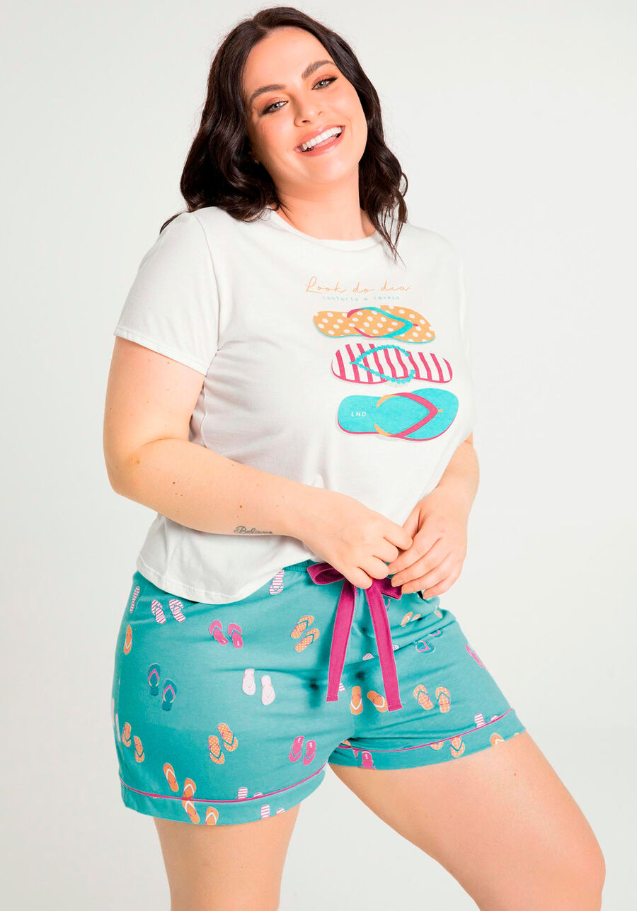 Pijama Curto Plus Size em Malha Estampado, . Pijama Curto Plus Size em Malha Estampado, , large.