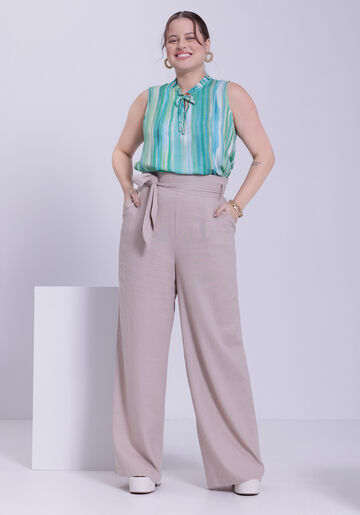 Regata Plus Size em Viscose com Franzido e Amarração Gola, GUARANA VERDE. Regata Plus Size em Viscose com Franzido e Amarração Gola, GUARANA VERDE, large.