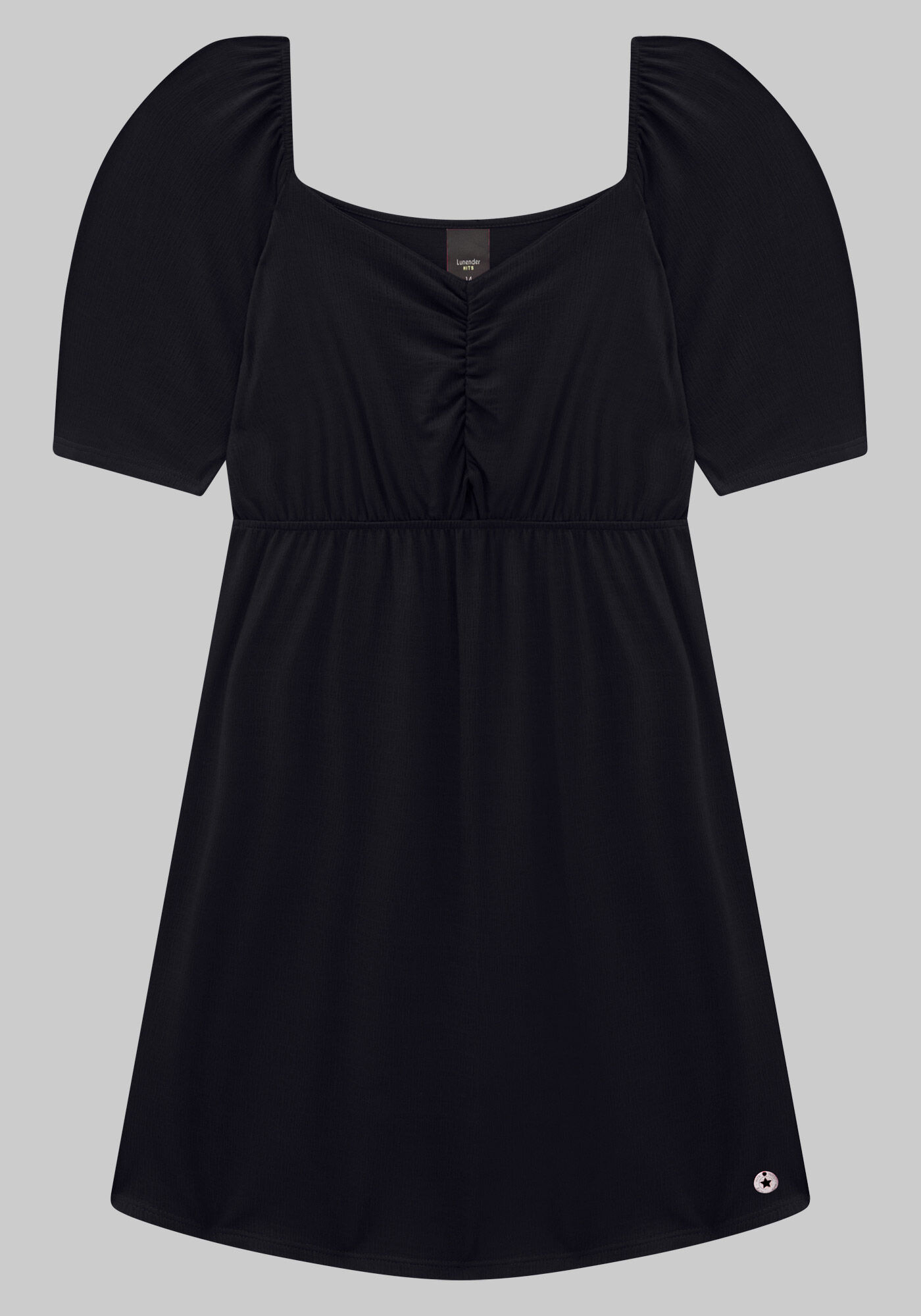 Vestido Curto Juvenil em Malha com Franzido, , large.