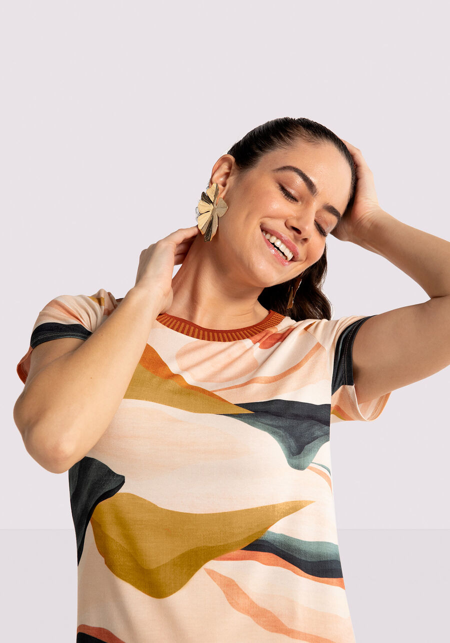Vestido Curto Estampado em Viscose com Retilínea, . Vestido Curto Estampado em Viscose com Retilínea, , large.