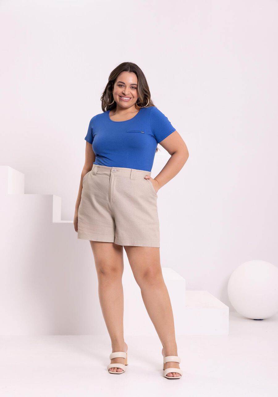 Blusa Básica Lisa De Mangas Curtas Com Detalhe Frontal, . Blusa Básica Lisa De Mangas Curtas Com Detalhe Frontal, , large.