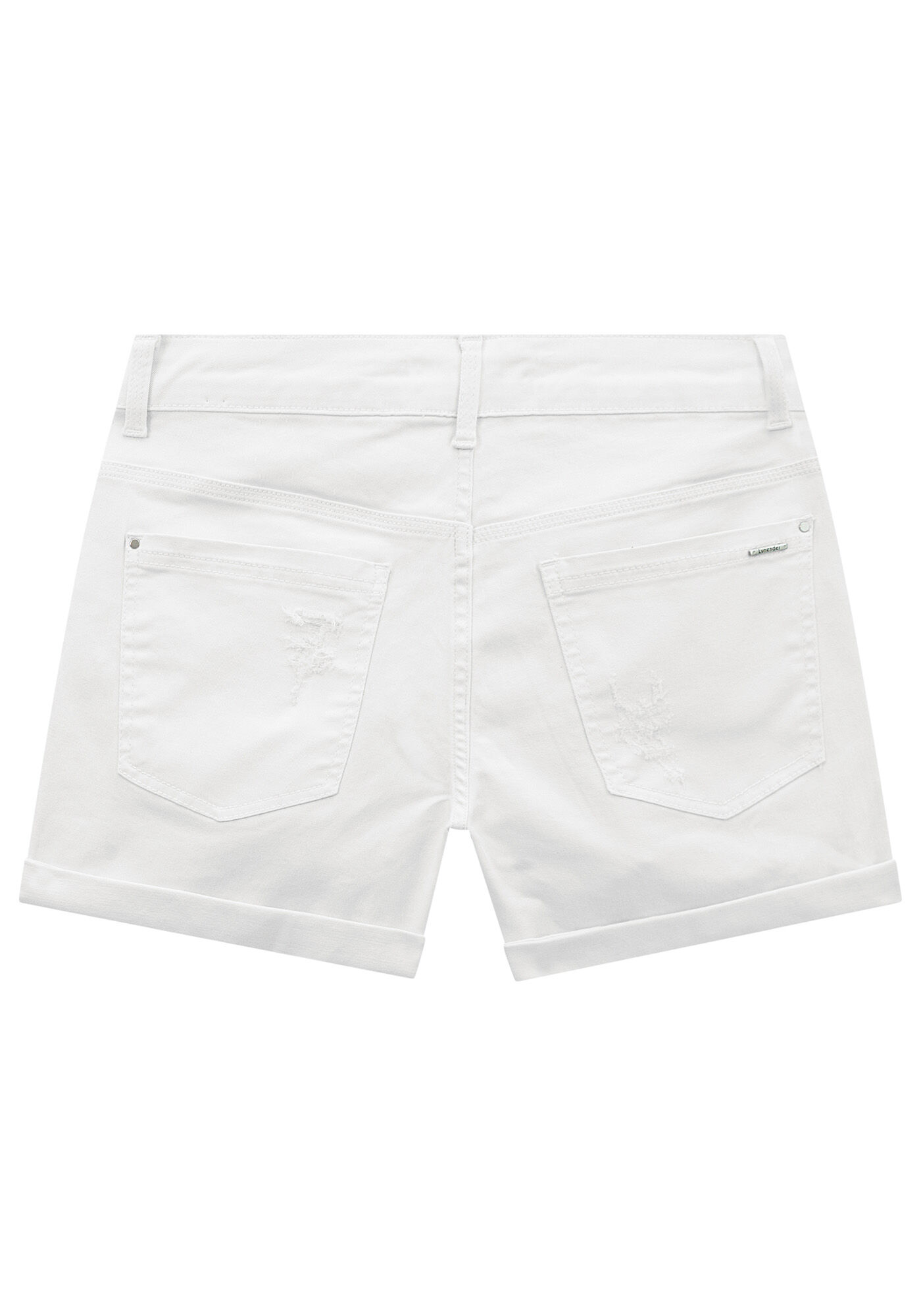 Shorts Sarja Boyfriend Branco com Elasticidade Lunender