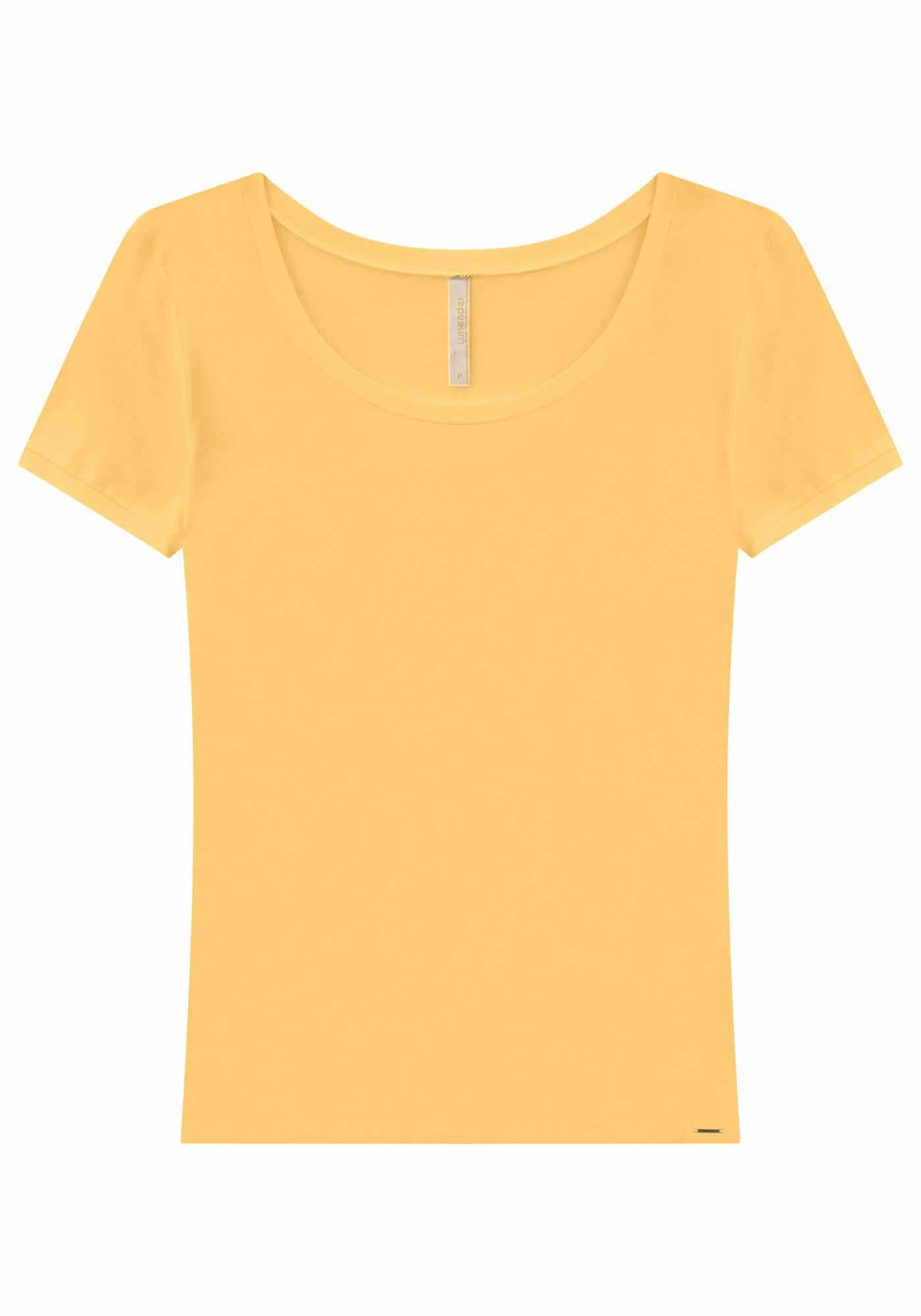 Blusa B&aacute;sica Lisa De Mangas Curtas Em Malha De Viscose, , large.