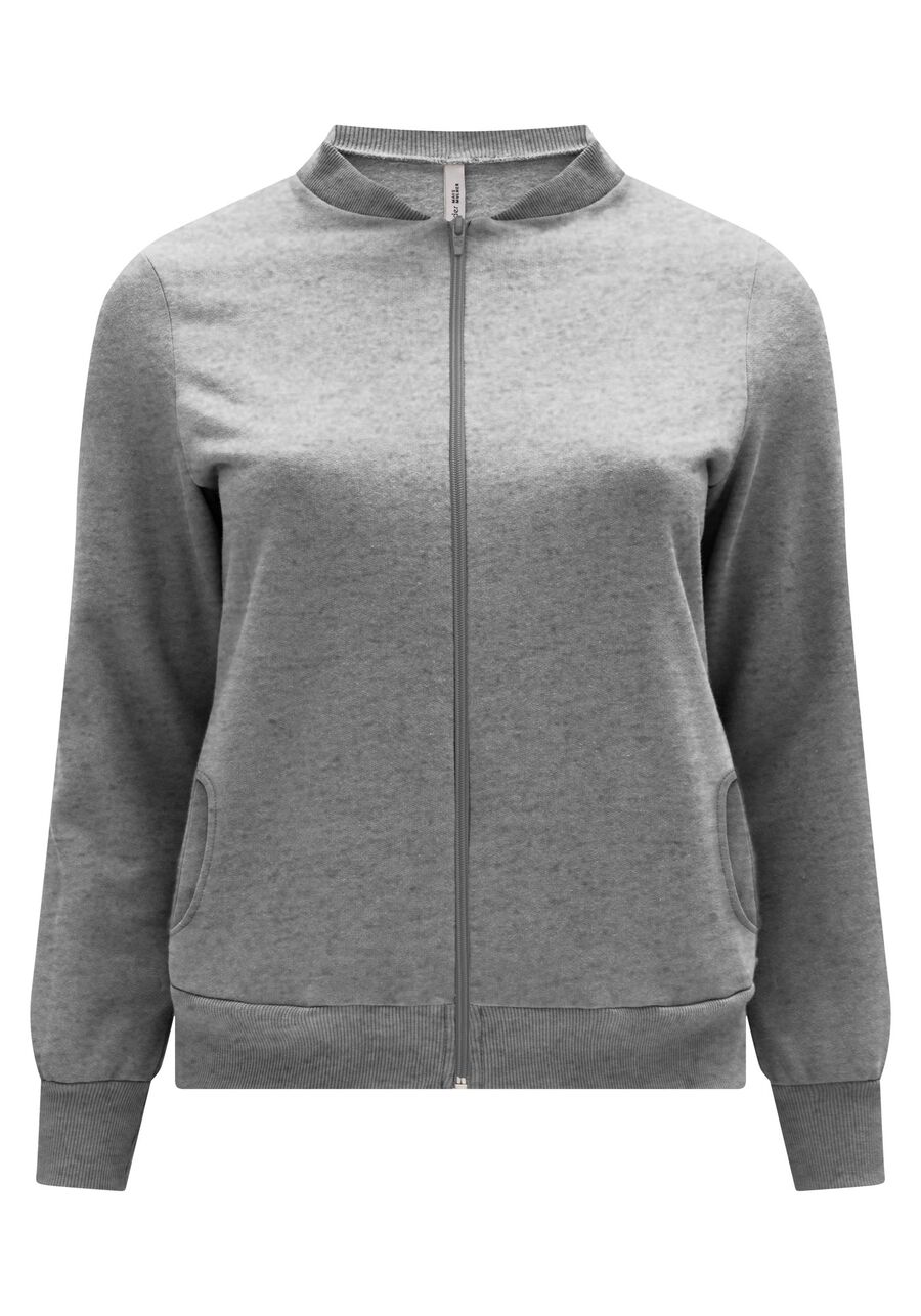 Jaqueta Plus Size Em Moletom Felpado De Algodão Com Zíper, . Jaqueta Plus Size Em Moletom Felpado De Algodão Com Zíper, , large.