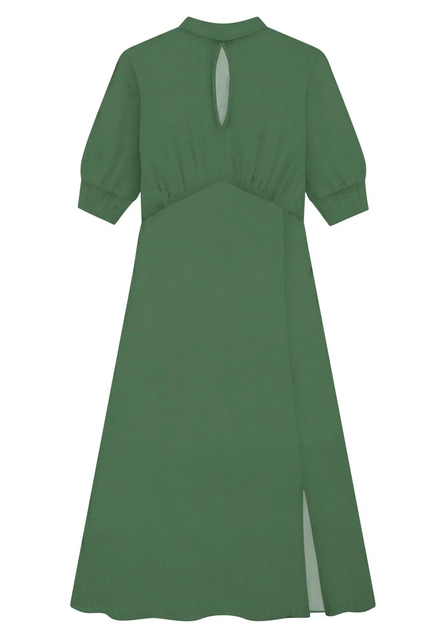 Vestido Midi Chá Manga 3/4, VERDE SPINACH. Vestido Midi Chá Manga 3/4, VERDE SPINACH, large.
