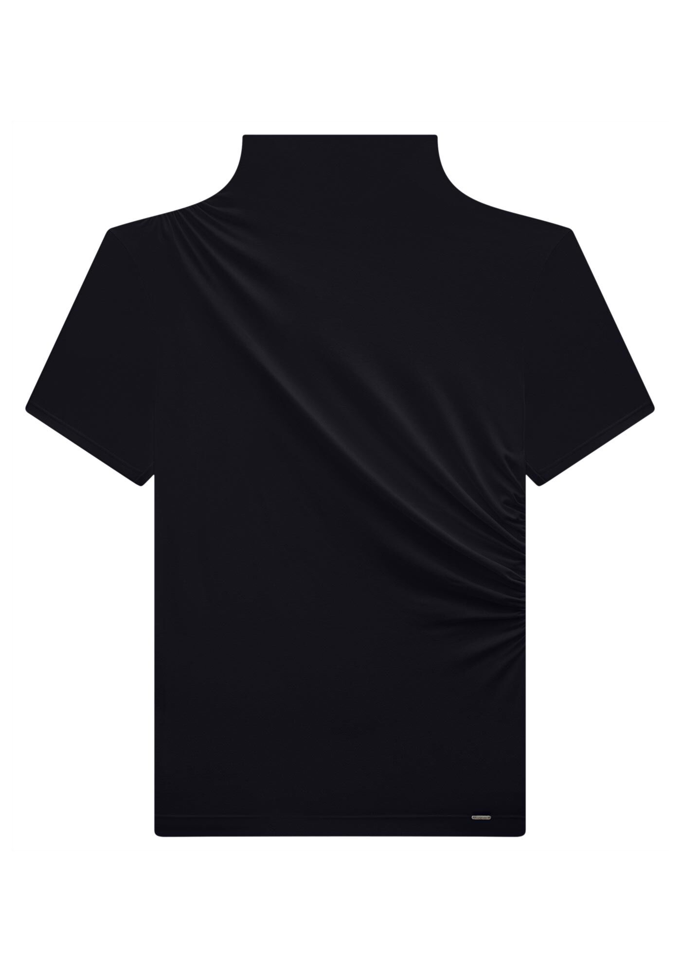 Blusa Gola Alta em Malha Viscose com Franzido Lateral, , large.