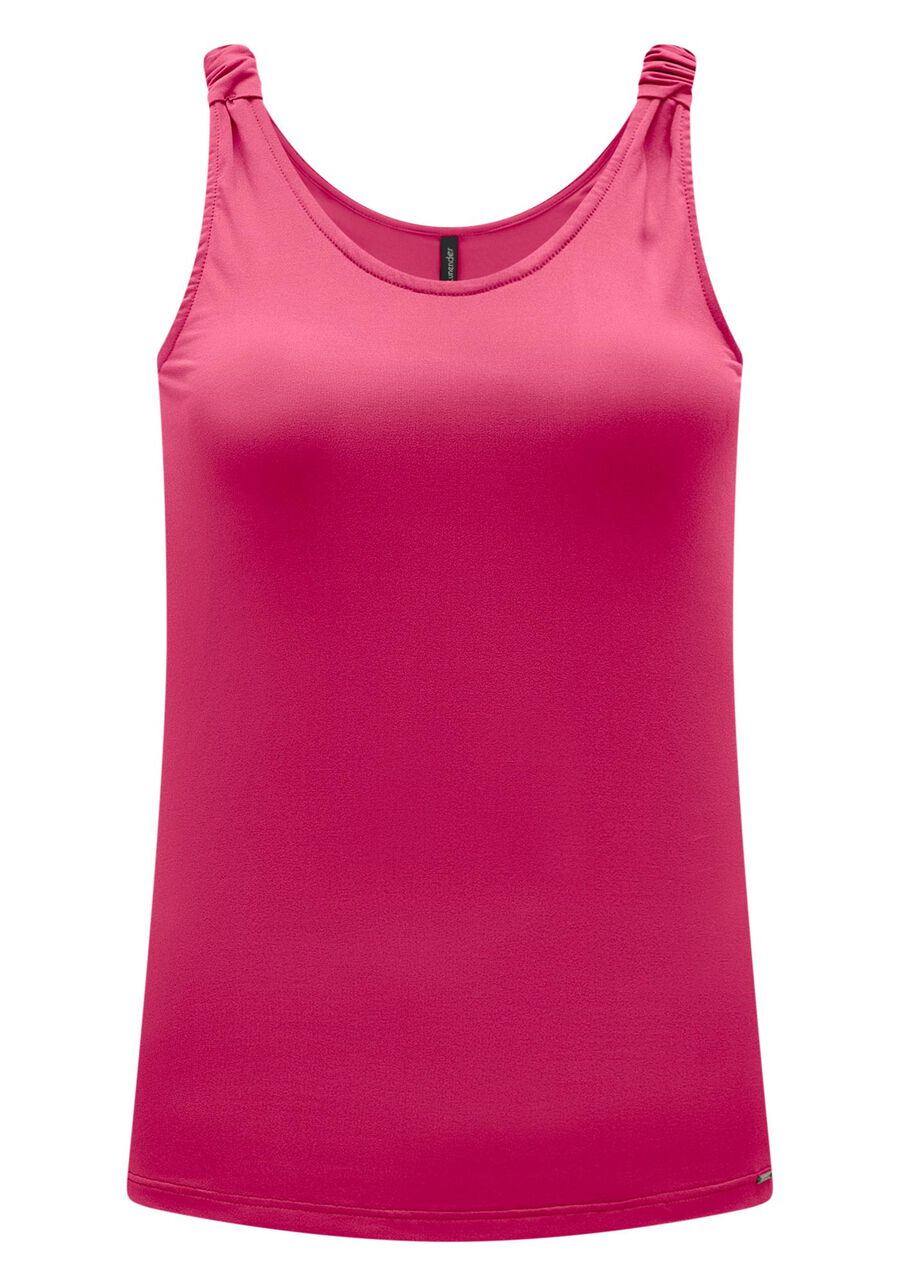 Blusa Regata Lisa De Alças Com Decote Redondo E Franzidos, . Blusa Regata Lisa De Alças Com Decote Redondo E Franzidos, , large.