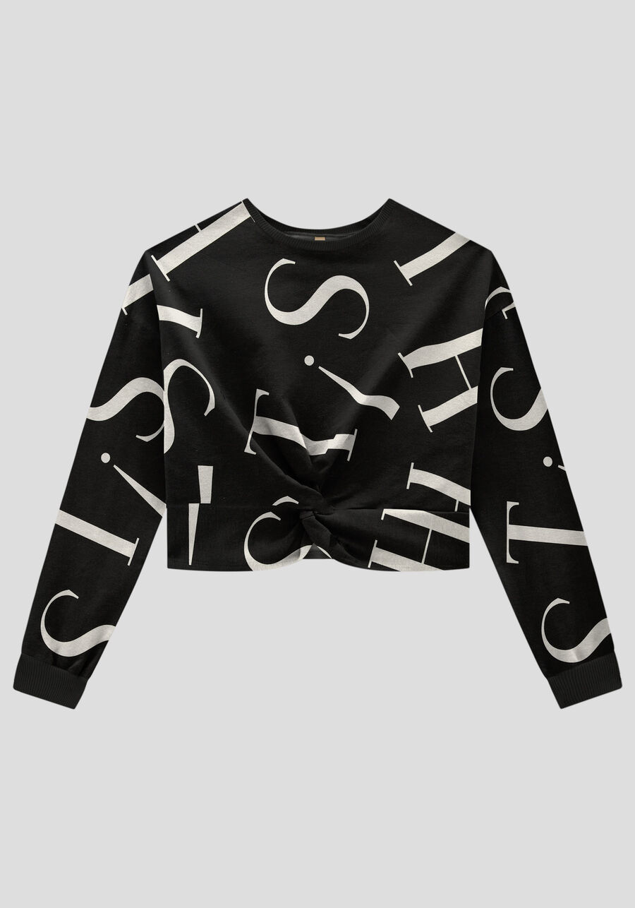 Blusão Cropped Estampado em Molecotton com Torção, . Blusão Cropped Estampado em Molecotton com Torção, , large.