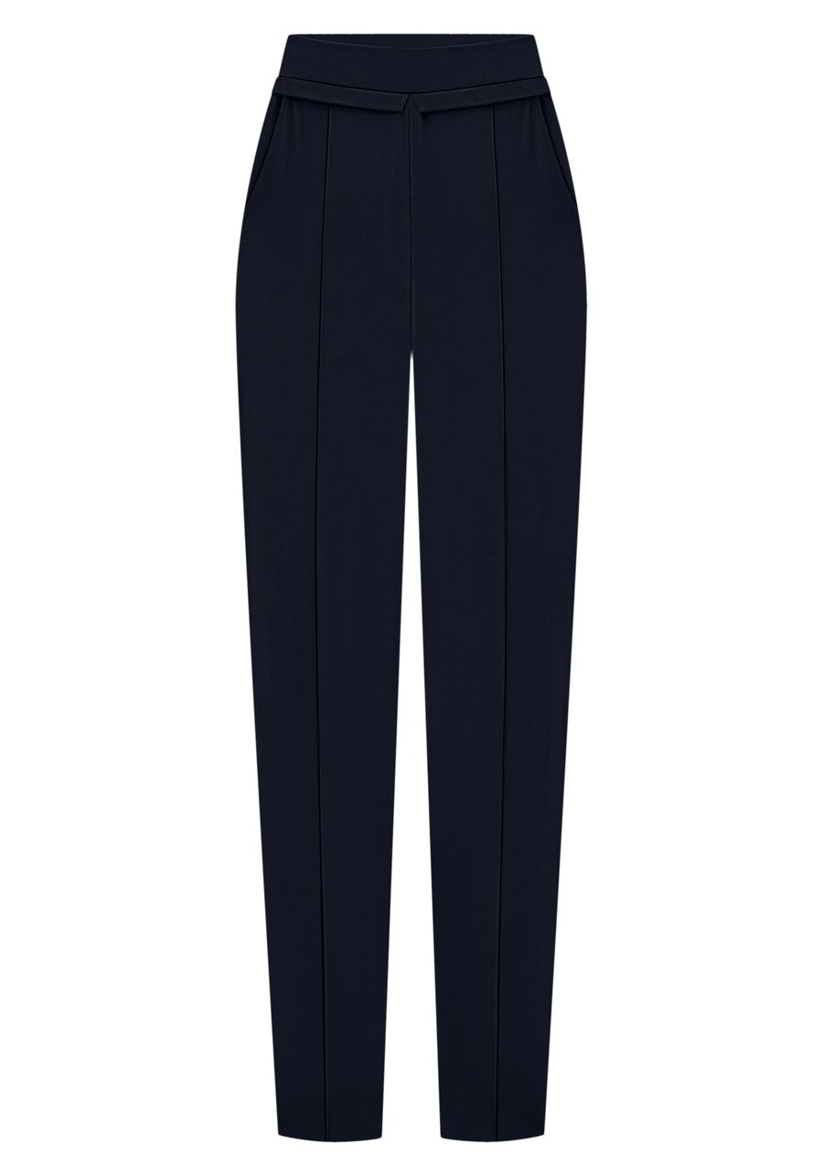 Calça Slim em Malha Crepe com Nervuras, . Calça Slim em Malha Crepe com Nervuras, , large.