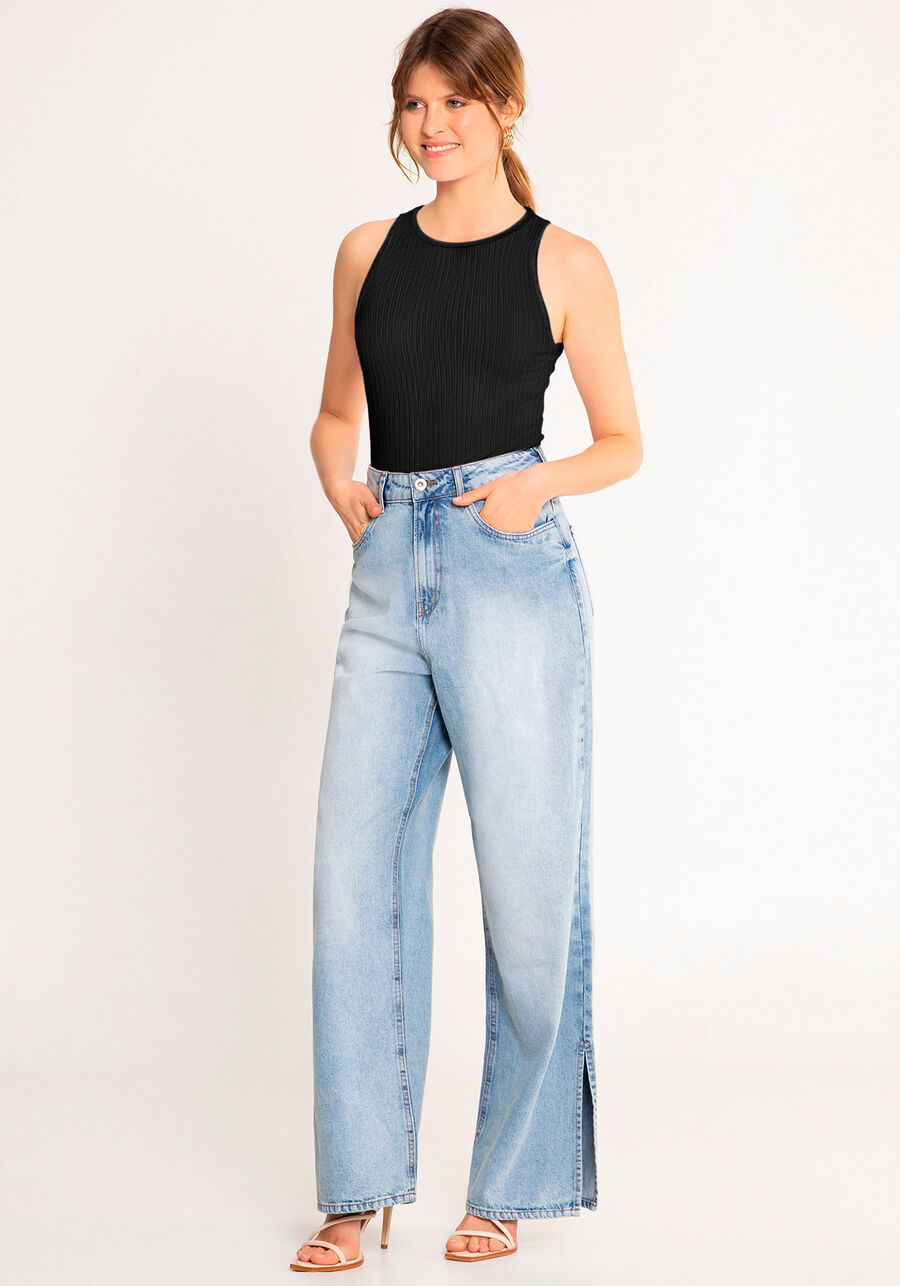 Blusa Cropped Canelada Com Decote Redondo Malha De Viscose, . Blusa Cropped Canelada Com Decote Redondo Malha De Viscose, , large.