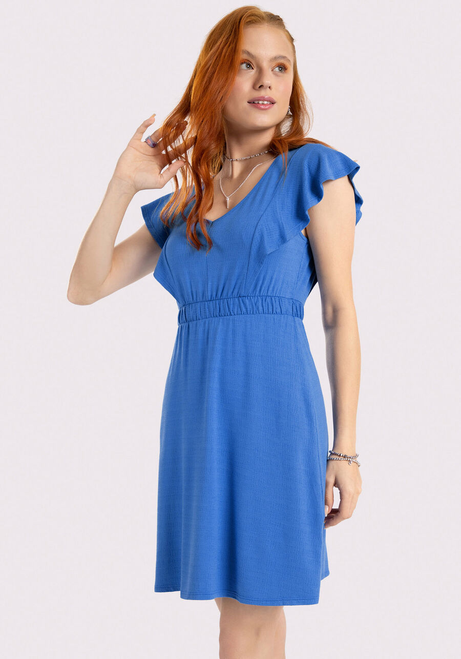 Vestido Curto Juvenil com Babado Mangas, . Vestido Curto Juvenil com Babado Mangas, , large.