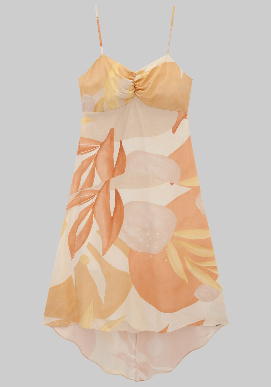 Vestido Midi Estampado em Viscose com Franzido, . Vestido Midi Estampado em Viscose com Franzido, , large.
