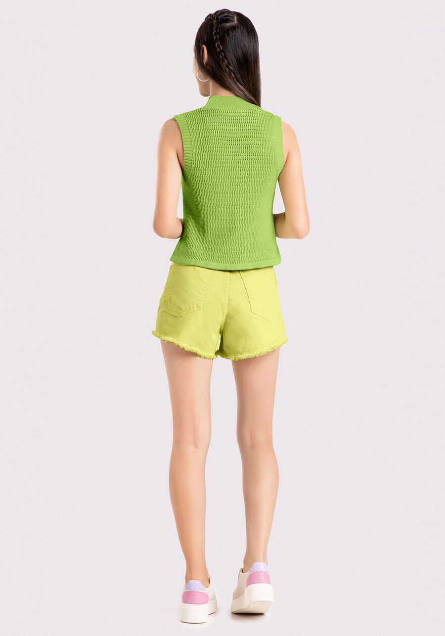 Regata Cropped Juvenil em Tricô com Gola Alta, . Regata Cropped Juvenil em Tricô com Gola Alta, , large.