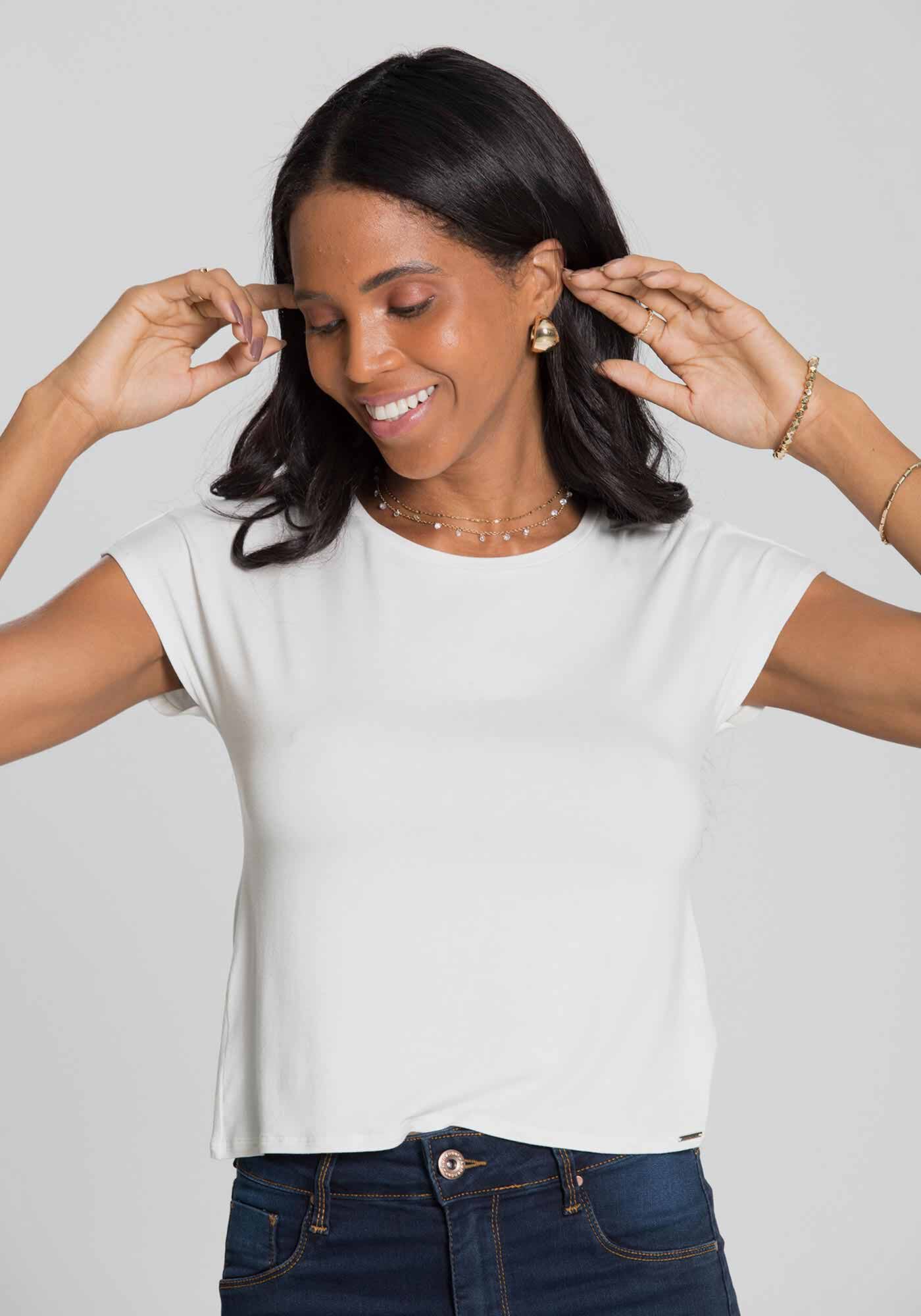 Blusa Lisa B&aacute;sica Em Malha De Viscose Com Elastano, , large.