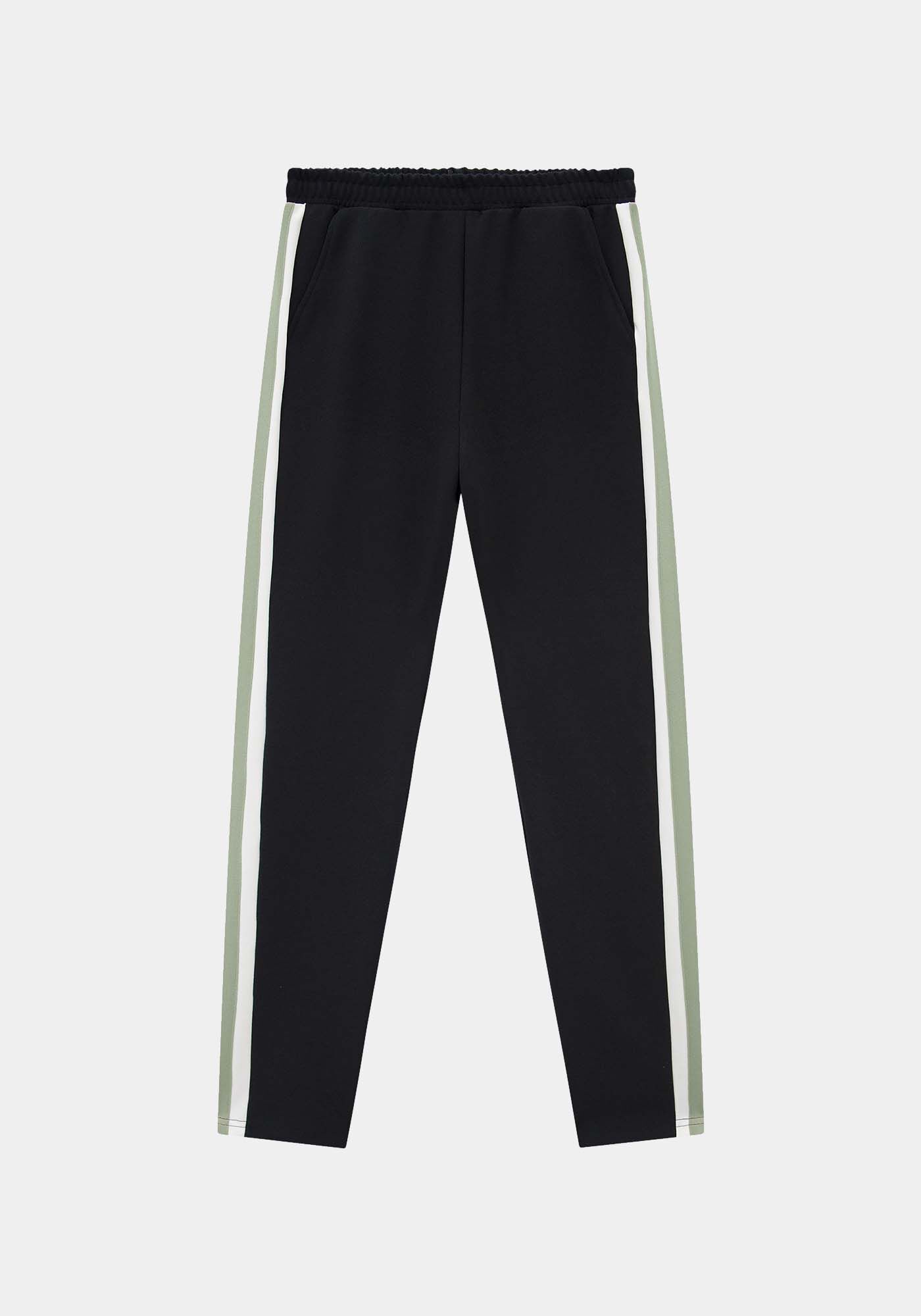 Cal&ccedil;a Reta em Malha Crepe com Tiras Laterais, VERDE MINERAL, large.