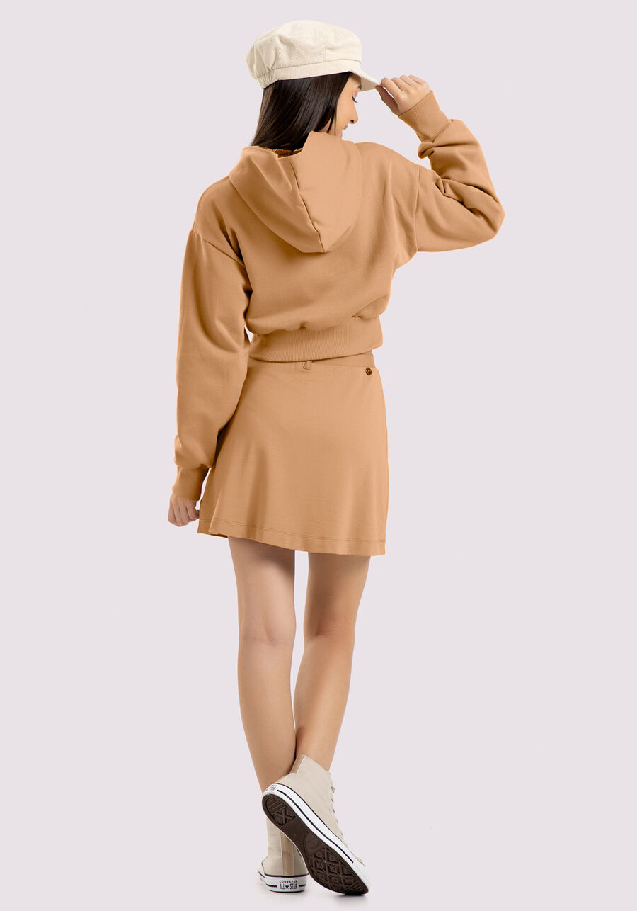 Blusão Cropped Juvenil com Capuz Estampado, BEGE CAMEL LIGHT. Blusão Cropped Juvenil com Capuz Estampado, BEGE CAMEL LIGHT, large.