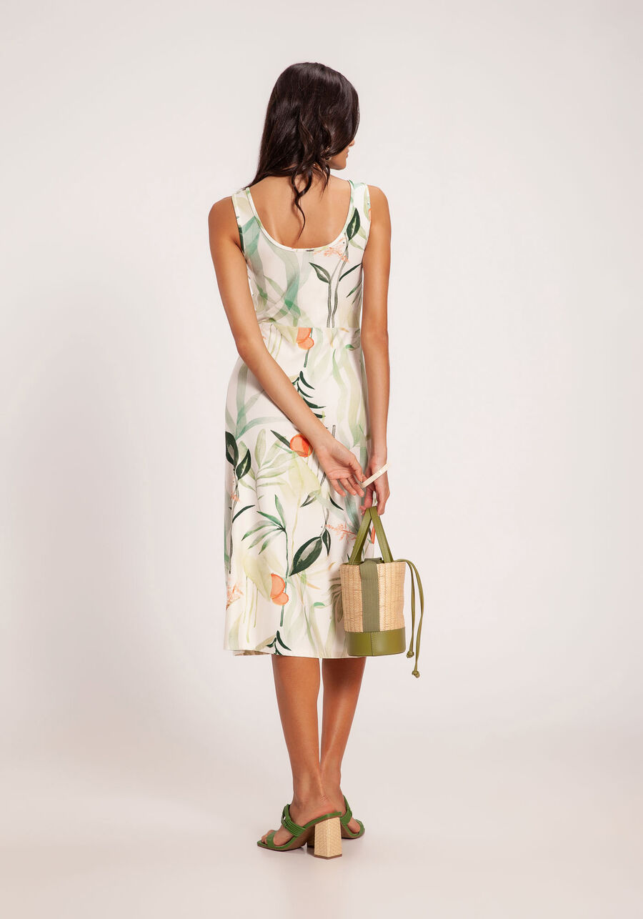 Vestido Midi Estampado em Malha Crepe com Fenda, MANGUEIRA OFF. Vestido Midi Estampado em Malha Crepe com Fenda, MANGUEIRA OFF, large.