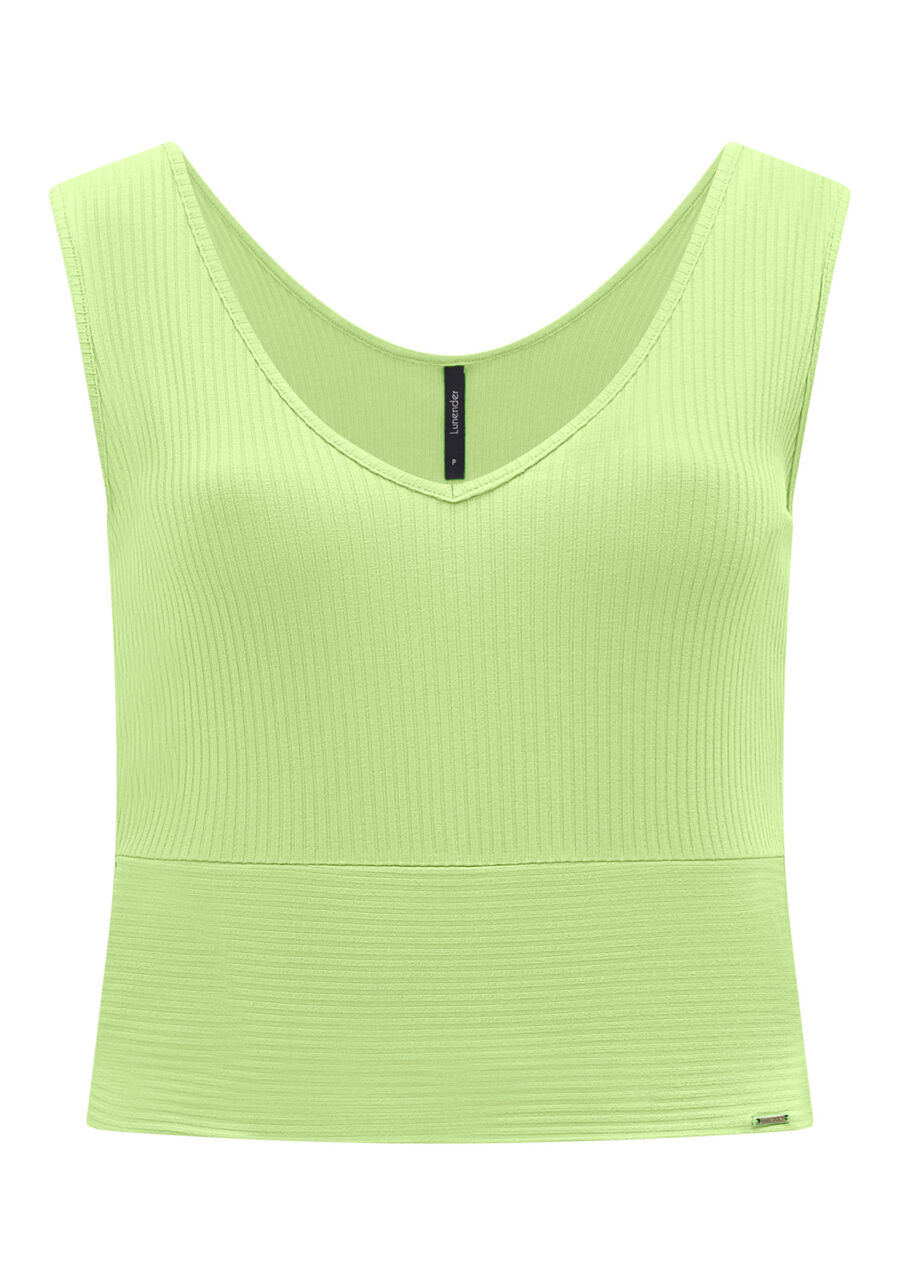 Blusa Cropped De Alças Com Decote V Em Malha Canelada, . Blusa Cropped De Alças Com Decote V Em Malha Canelada, , large.