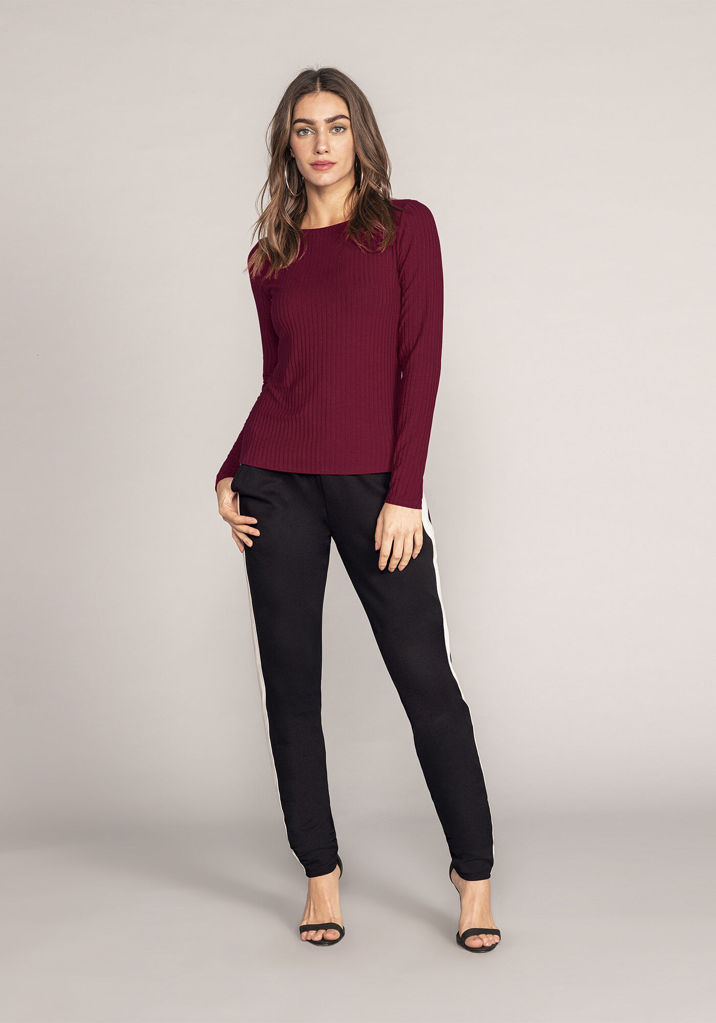 Blusa B&aacute;sica Canelada Manga Longa, , large.