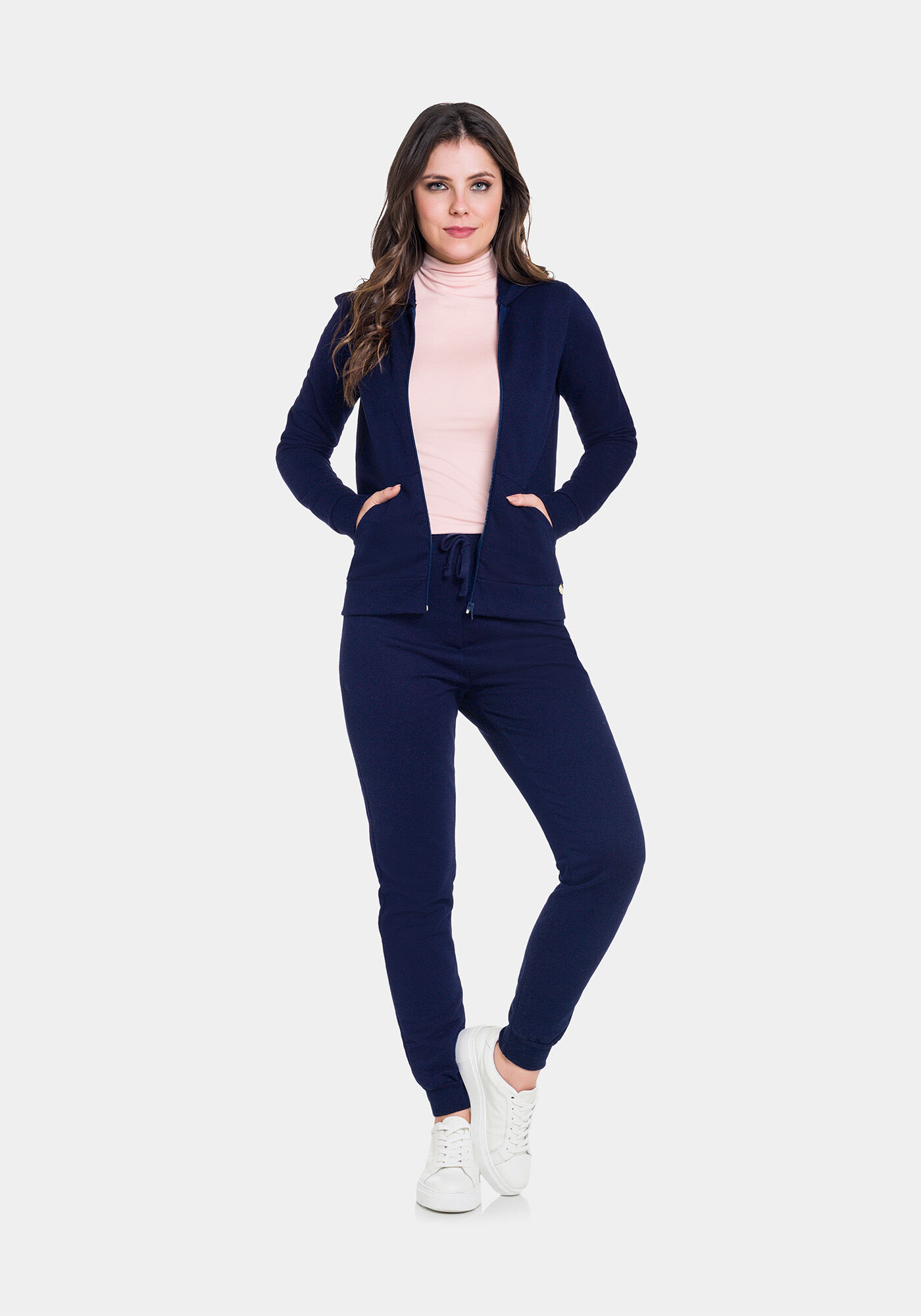 Cal&ccedil;a Jogging Com Cadar&ccedil;o Em Malha De Moletom Felpado, MARINHO ACTION, large.