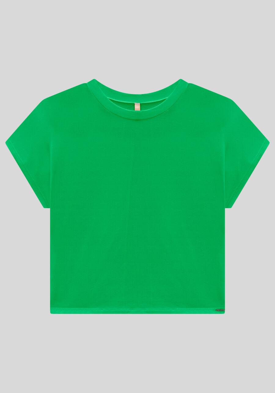 Blusa em Manga Viscose com Manga Curta, . Blusa em Manga Viscose com Manga Curta, , large.