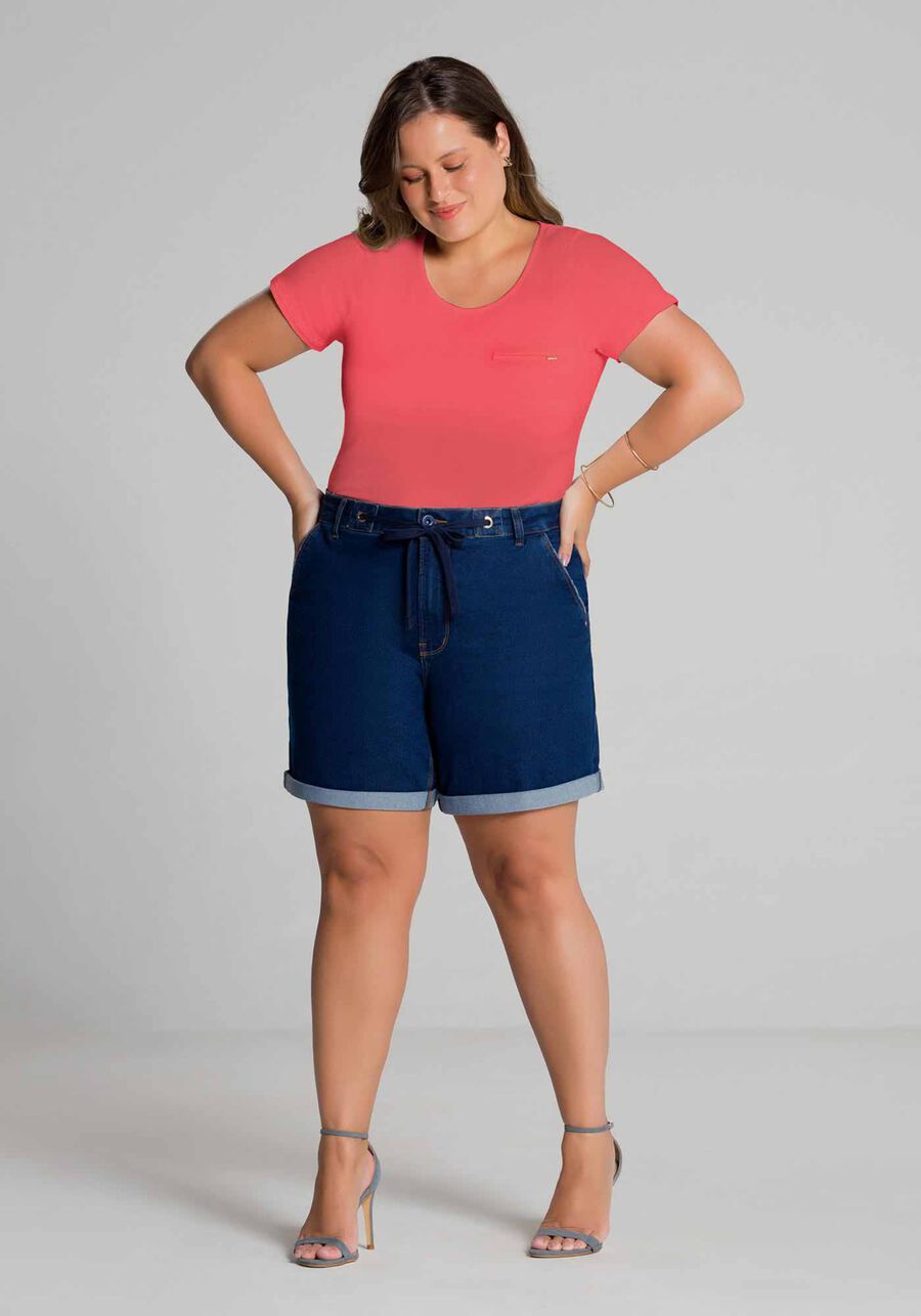 Blusa Básica Lisa De Mangas Curtas Com Detalhe Frontal, . Blusa Básica Lisa De Mangas Curtas Com Detalhe Frontal, , large.