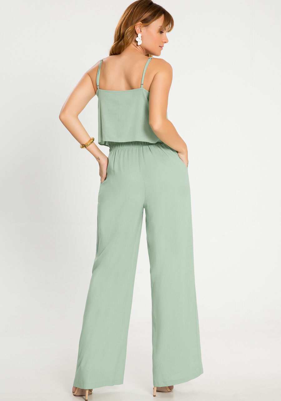 Blusa Cropped em Linho com Detalhe Alça, VERDE SPA. Blusa Cropped em Linho com Detalhe Alça, VERDE SPA, large.