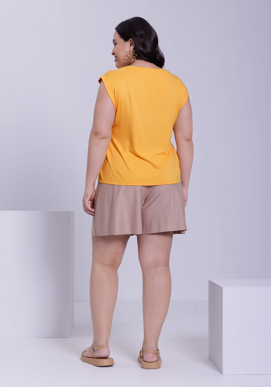 Regata Plus Size Muscle Tee em Malha com Recorte, AMARELO LIMELIGHT. Regata Plus Size Muscle Tee em Malha com Recorte, AMARELO LIMELIGHT, large.