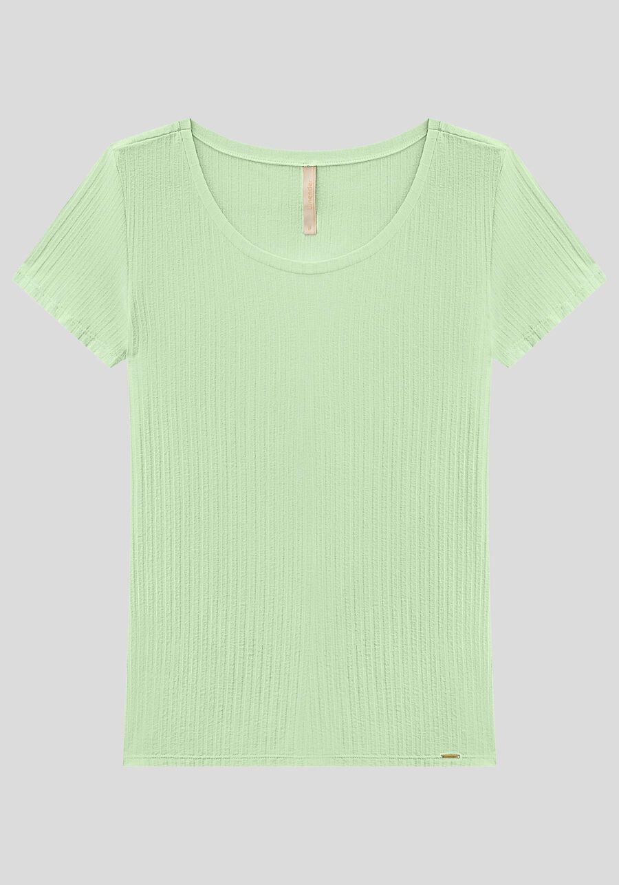 Blusa Em Malha Canelada Com Mangas Curtas E Decote Redondo, . Blusa Em Malha Canelada Com Mangas Curtas E Decote Redondo, , large.