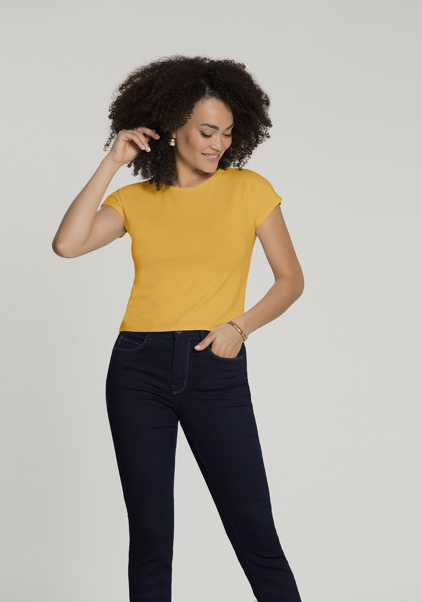 Blusa Lisa B&aacute;sica Em Malha De Viscose Com Elastano, , large.
