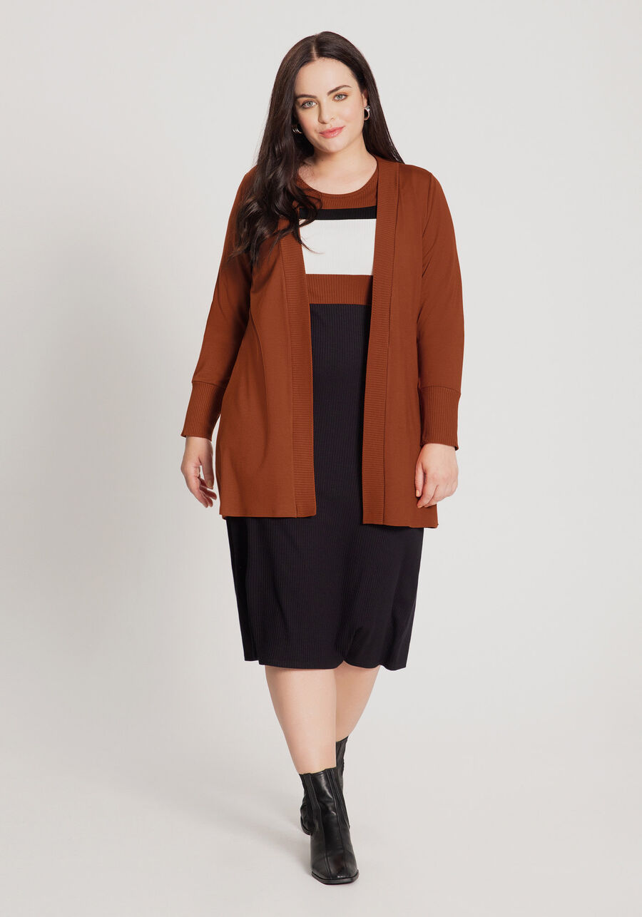 Cardigan Alongado em Moletom Plus Size, . Cardigan Alongado em Moletom Plus Size, , large.