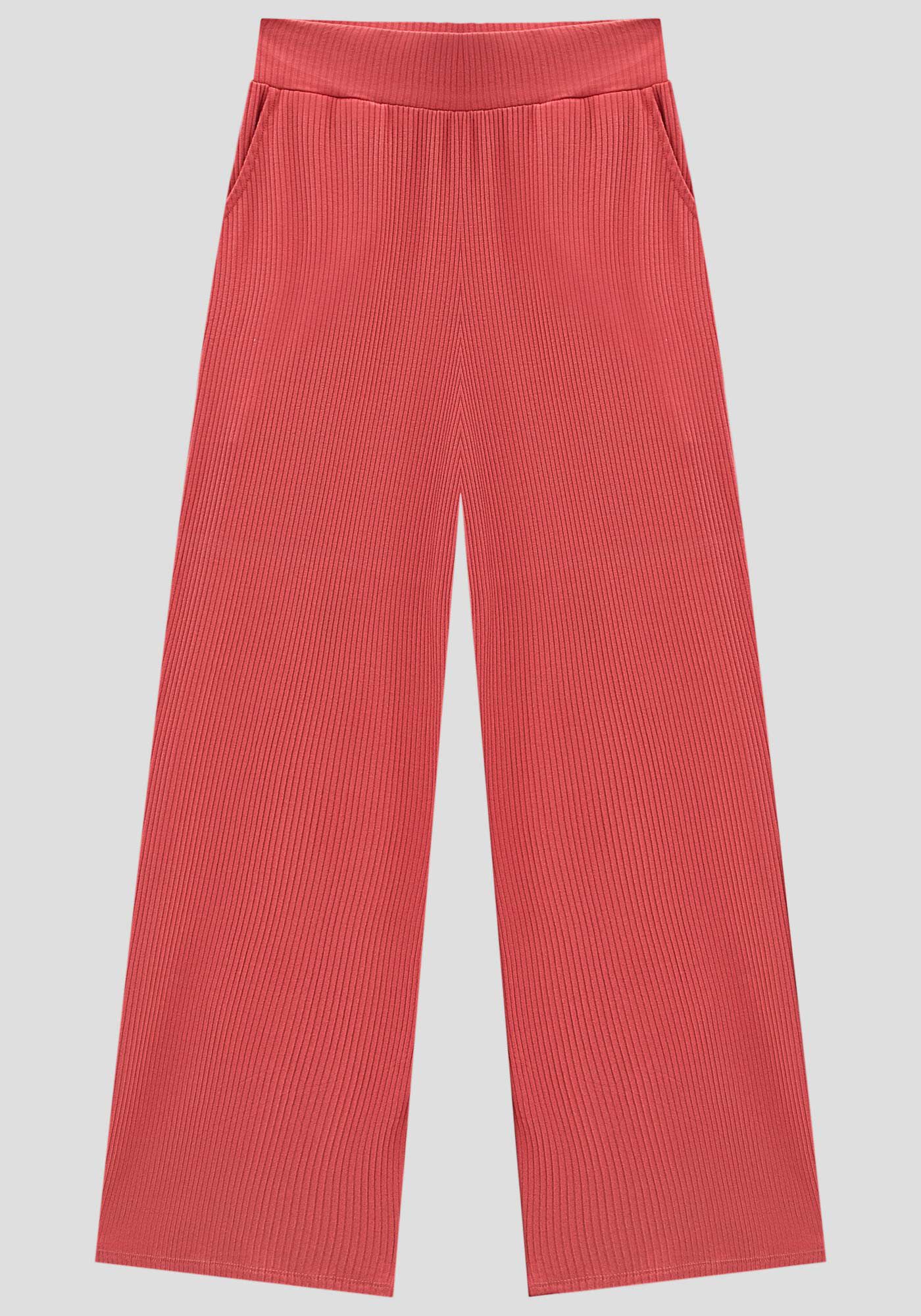 Conjunto Blusa Cropped e Cal&ccedil;a em Viscose com Bolso, VERMELHO CEDRO-ROSA, large.