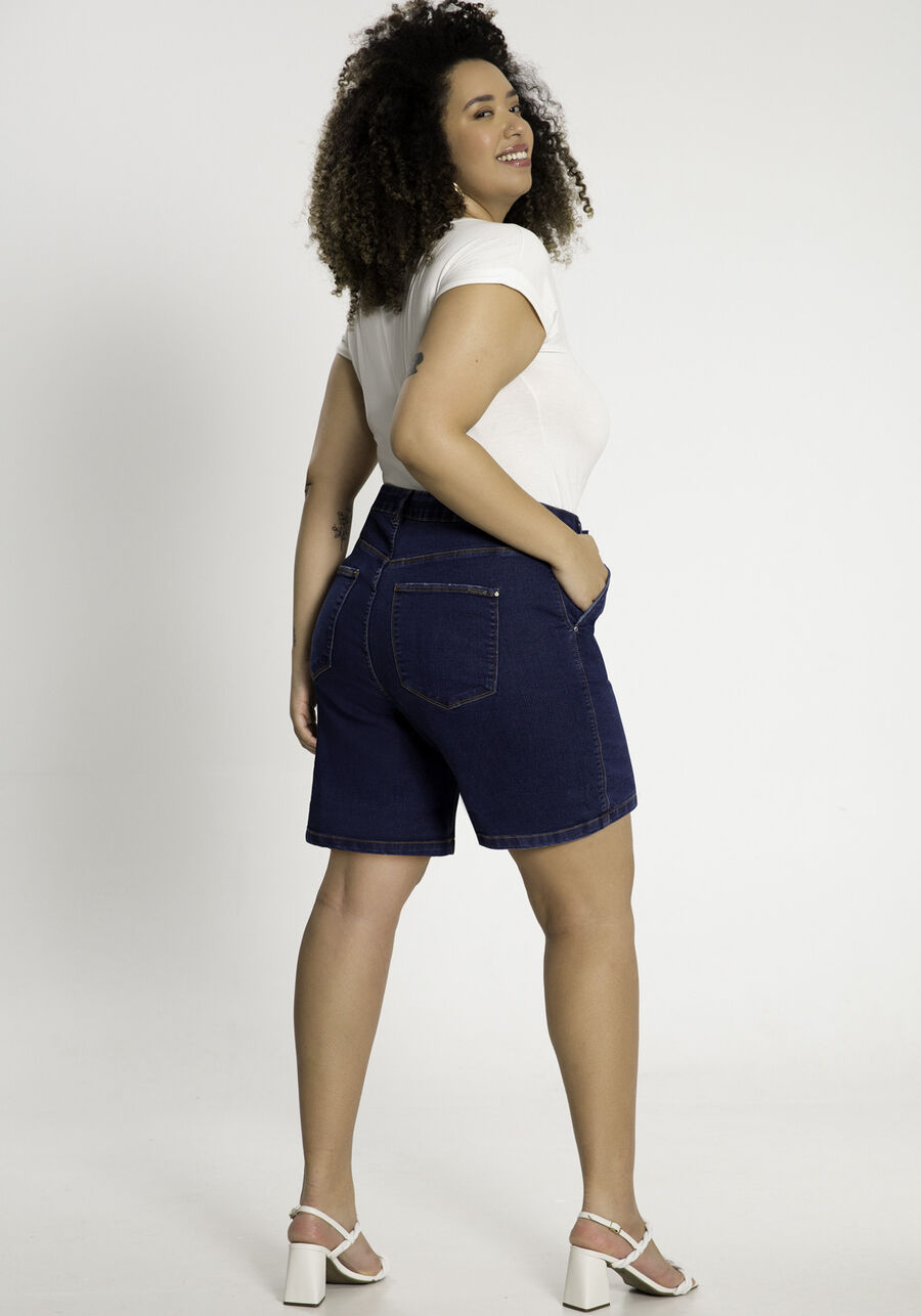 Shorts Jeans Boyfriend Com Cadarço Frontal E Cintura Média, JEANS. Shorts Jeans Boyfriend Com Cadarço Frontal E Cintura Média, JEANS, large.