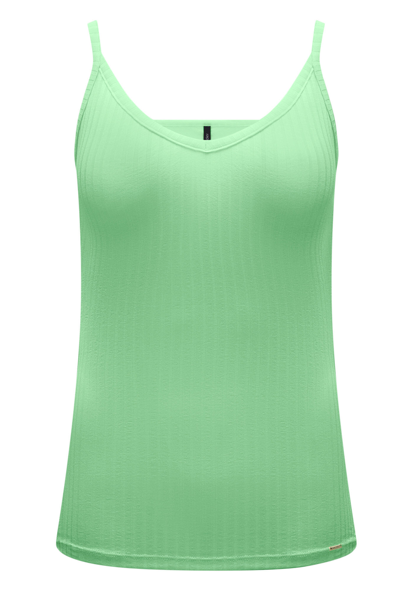 Blusa Regata B&aacute;sica De Al&ccedil;as Finas Em Malha Canelada, , large.