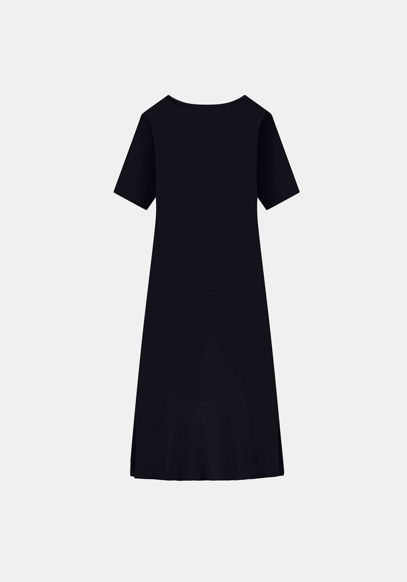 Vestido Midi Malha Canelado, PRETO REATIVO, large.