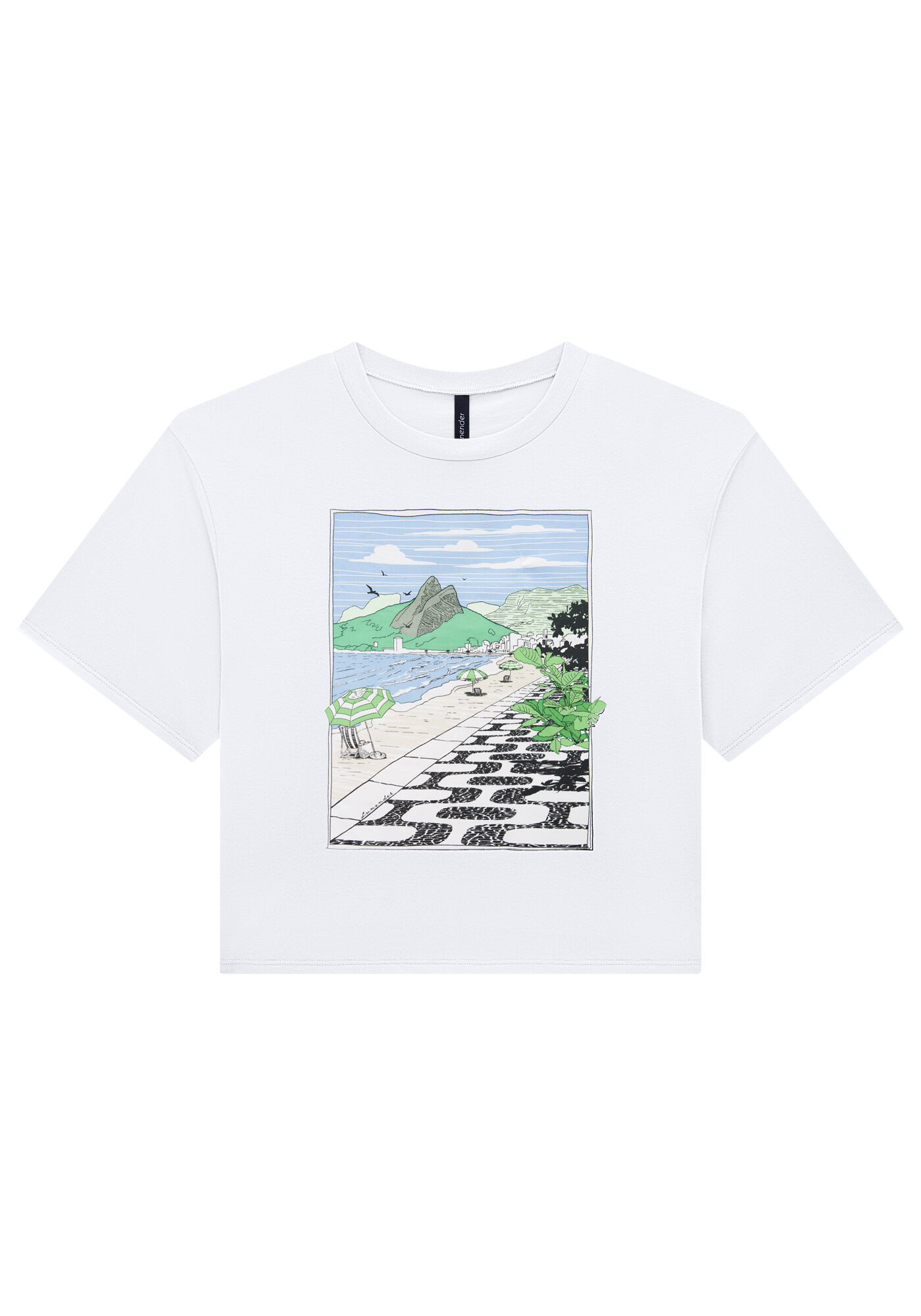 T-shirt Cropped em Malha com Estampa Rio, , large.