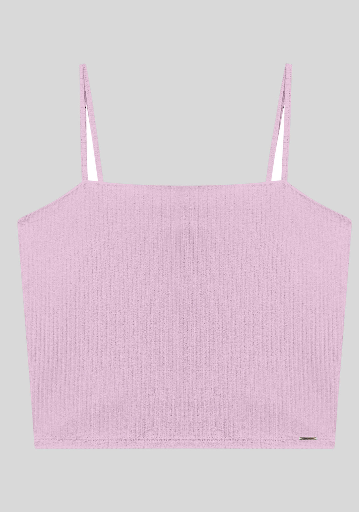 Blusa Regata Curta De Al&ccedil;as Finas Em Malha Canelada, , large.