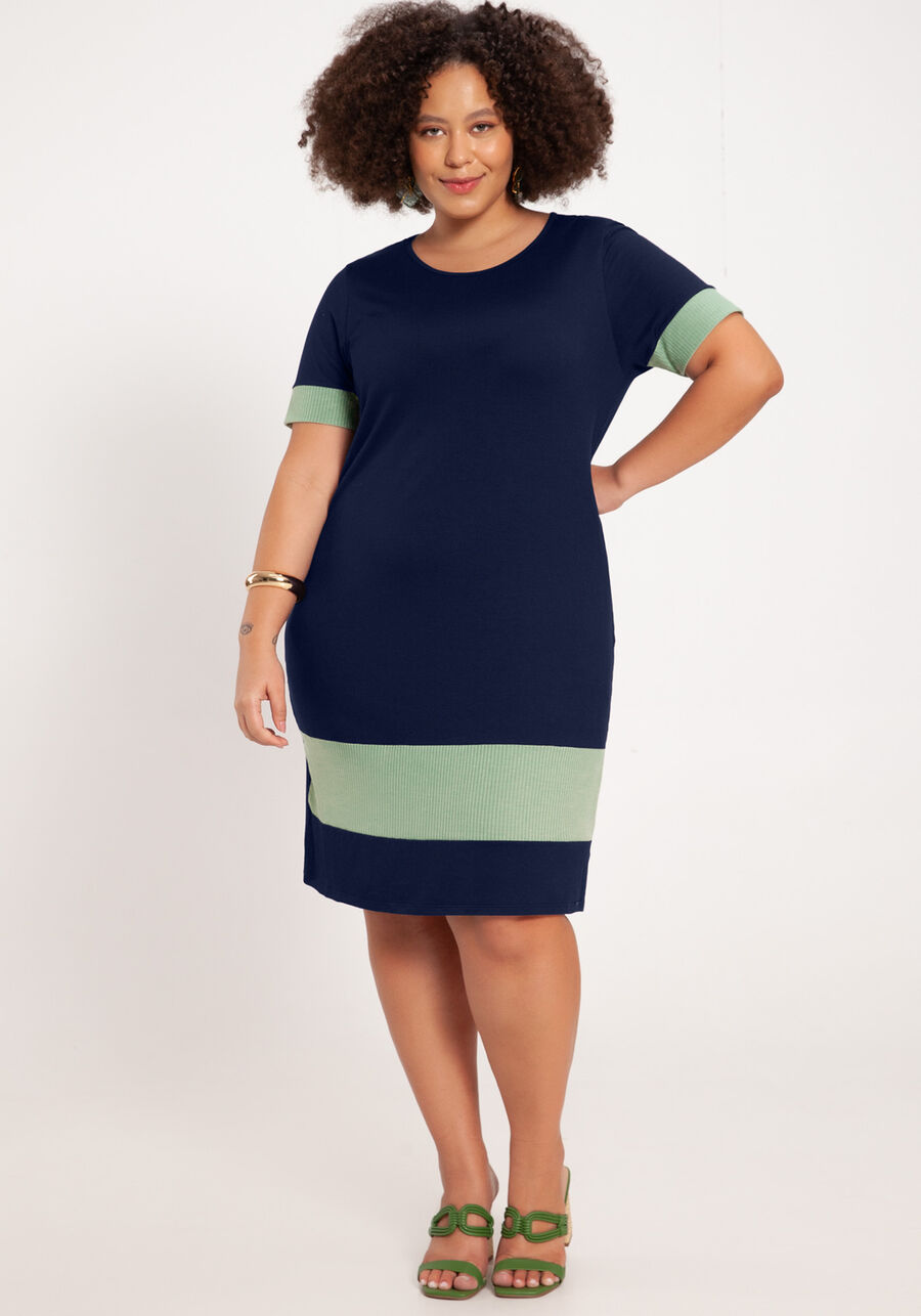 Vestido Curto Plus Size em Malha com Recortes, . Vestido Curto Plus Size em Malha com Recortes, , large.