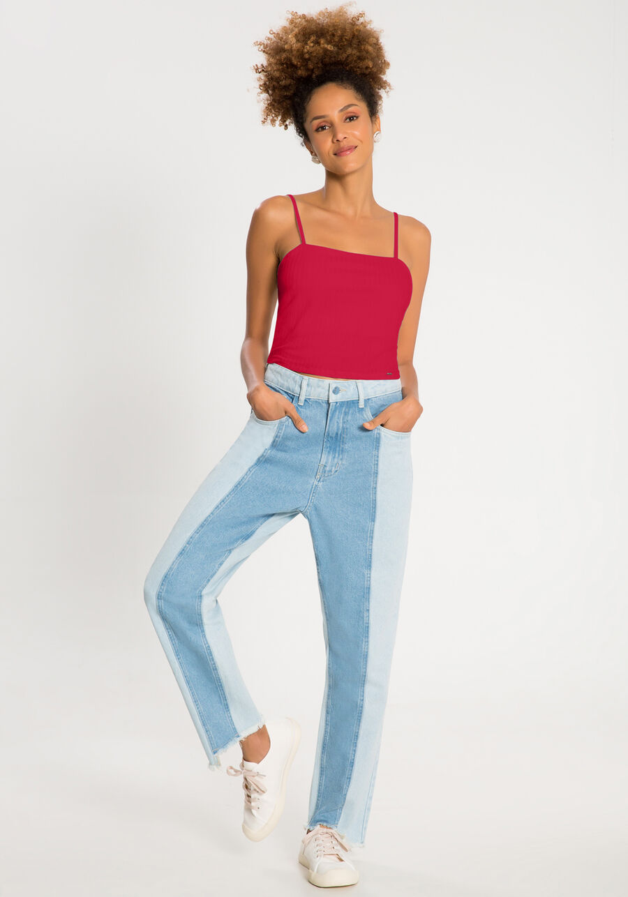 Blusa Regata Curta De Alças Finas Em Malha Canelada, . Blusa Regata Curta De Alças Finas Em Malha Canelada, , large.